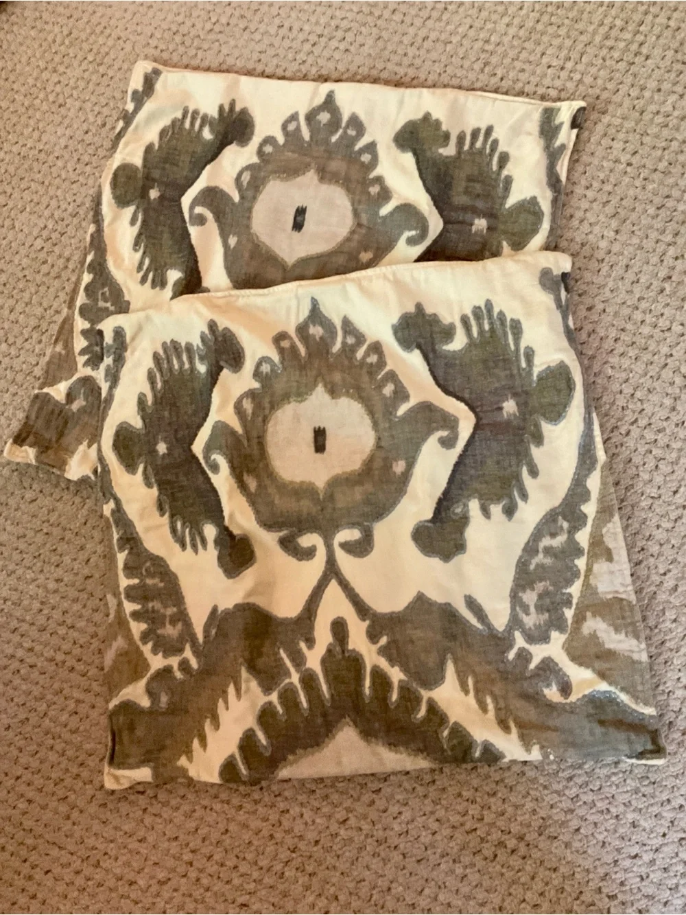 Pottery Barn Hudson Ikat Embroidered Pillow Cover - 24” Neutral